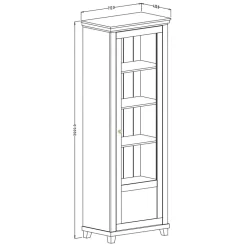 Vetrina 71x200h cm 1 anta destra bianco frassinato rovere Texel