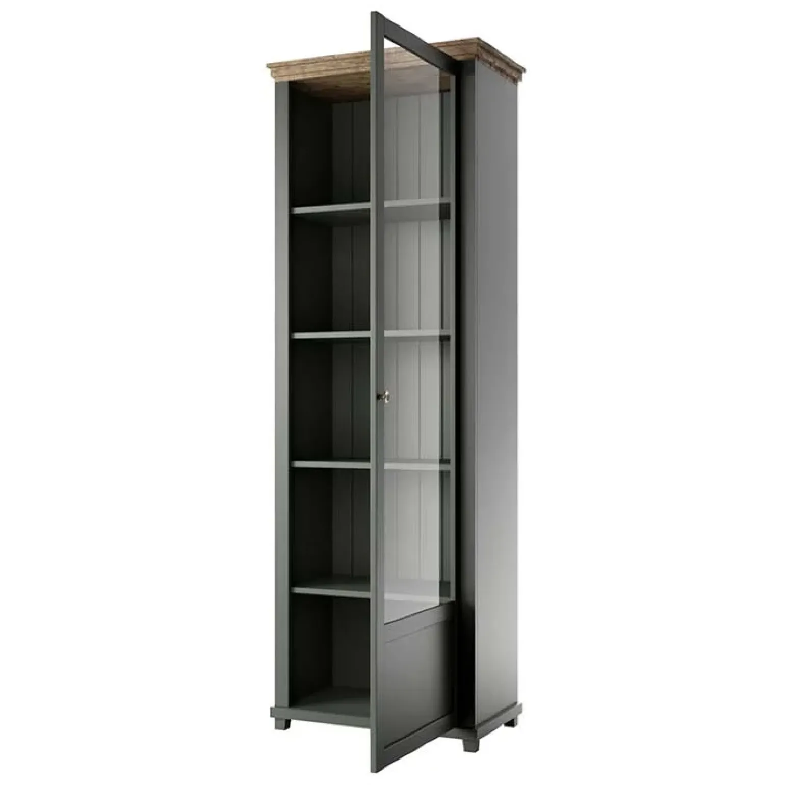 Vetrina 71x200h cm 1 anta destra soggiorno verde quercia Texel