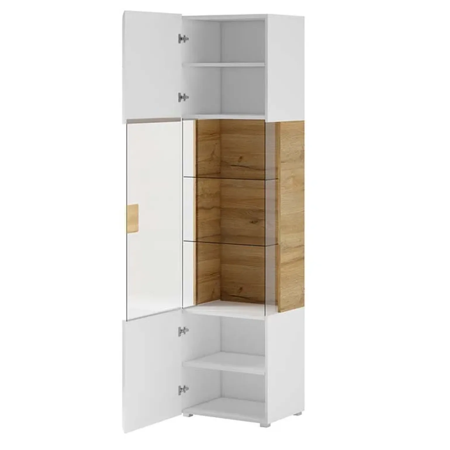 Vetrina 60x204h cm 1 anta moderna bianco lucido rovere Tahiti