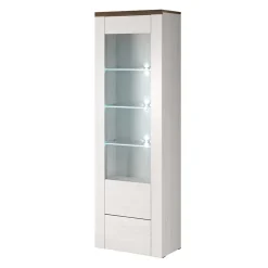 Vetrina 65x206h cm 1 anta moderna bianco frassinato rovere Paloma 2