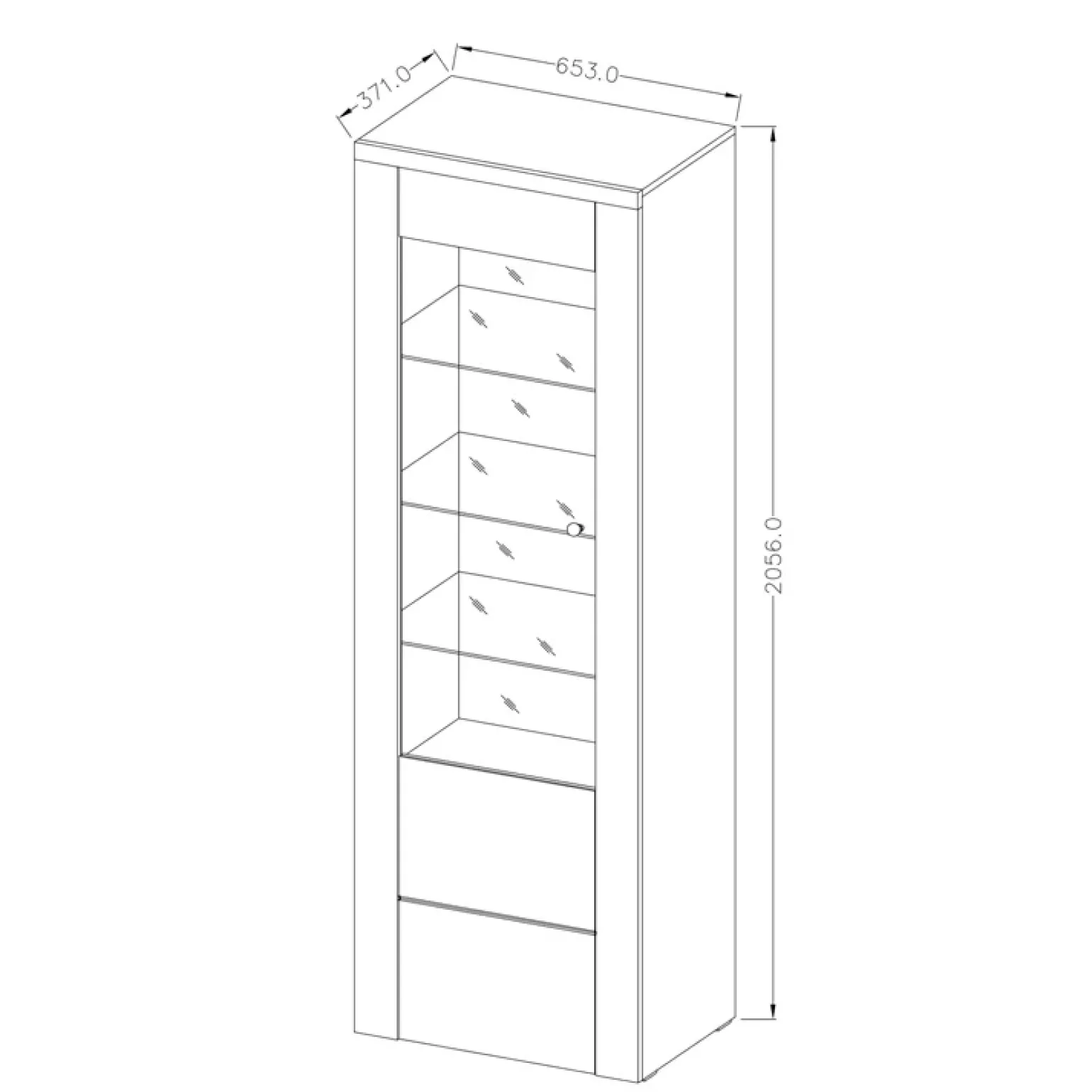 Vetrina 65x206h cm 1 anta moderna noce rovere grigio Paloma 2