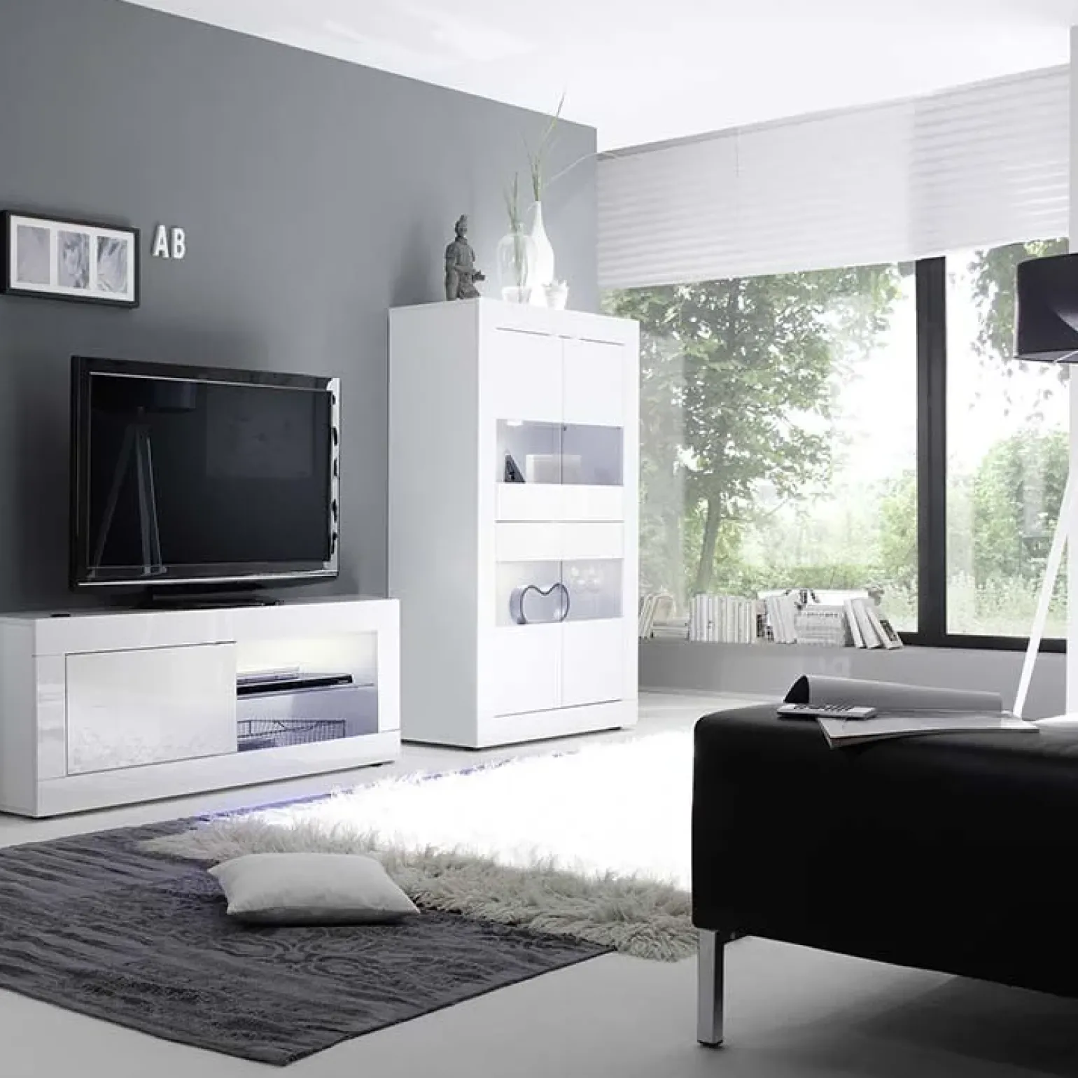 Vetrina 102x162h cm 4 ante moderna bianco lucido Eternity