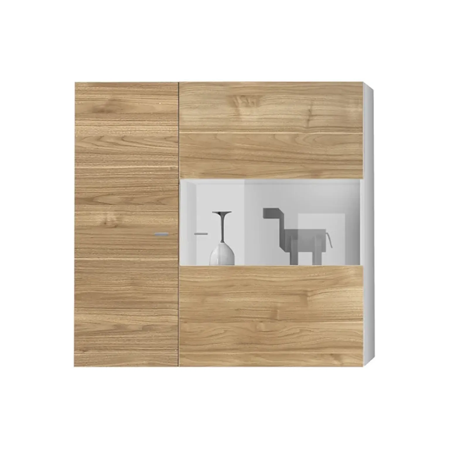 Vetrina 95x92h cm 2 ante moderna noce stelvio Infinity