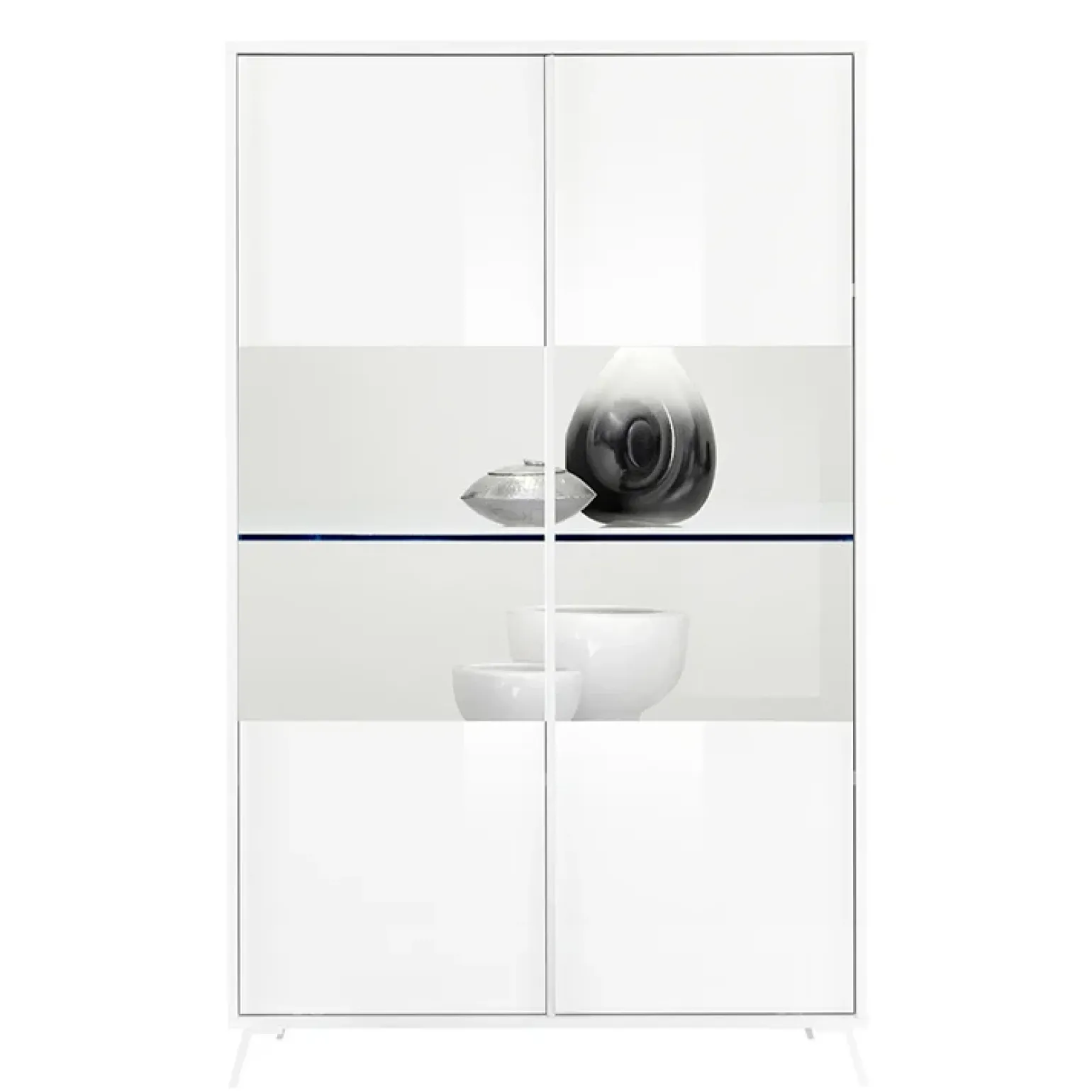 Vetrina 104x174h cm 2 ante moderna bianco lucido Tosca