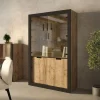 Vetrina 120x187h cm 4 ante rovere rustico nero Ilyssa