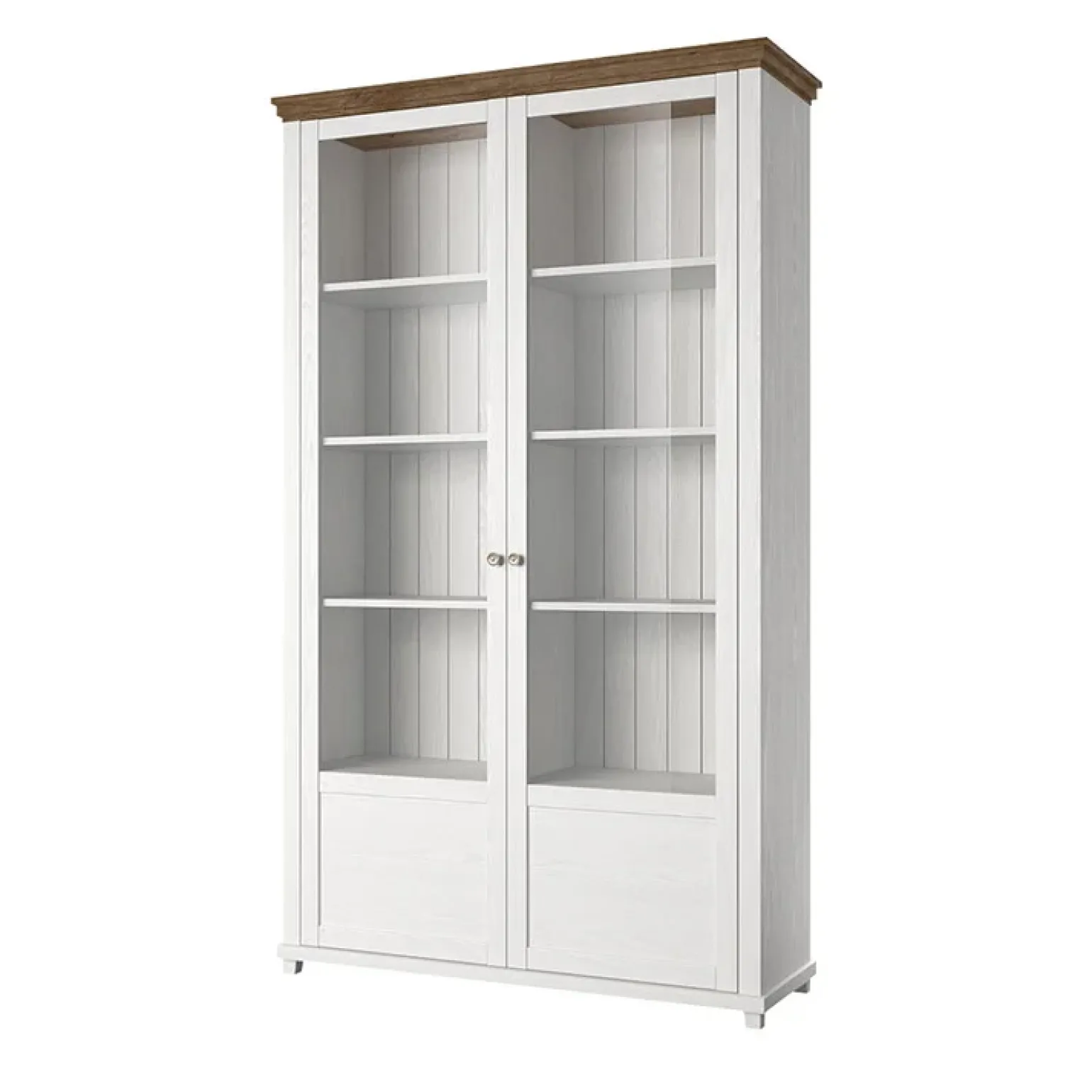 Vetrina 126x200h cm 2 ante soggiorno bianco frassinato rovere Texel