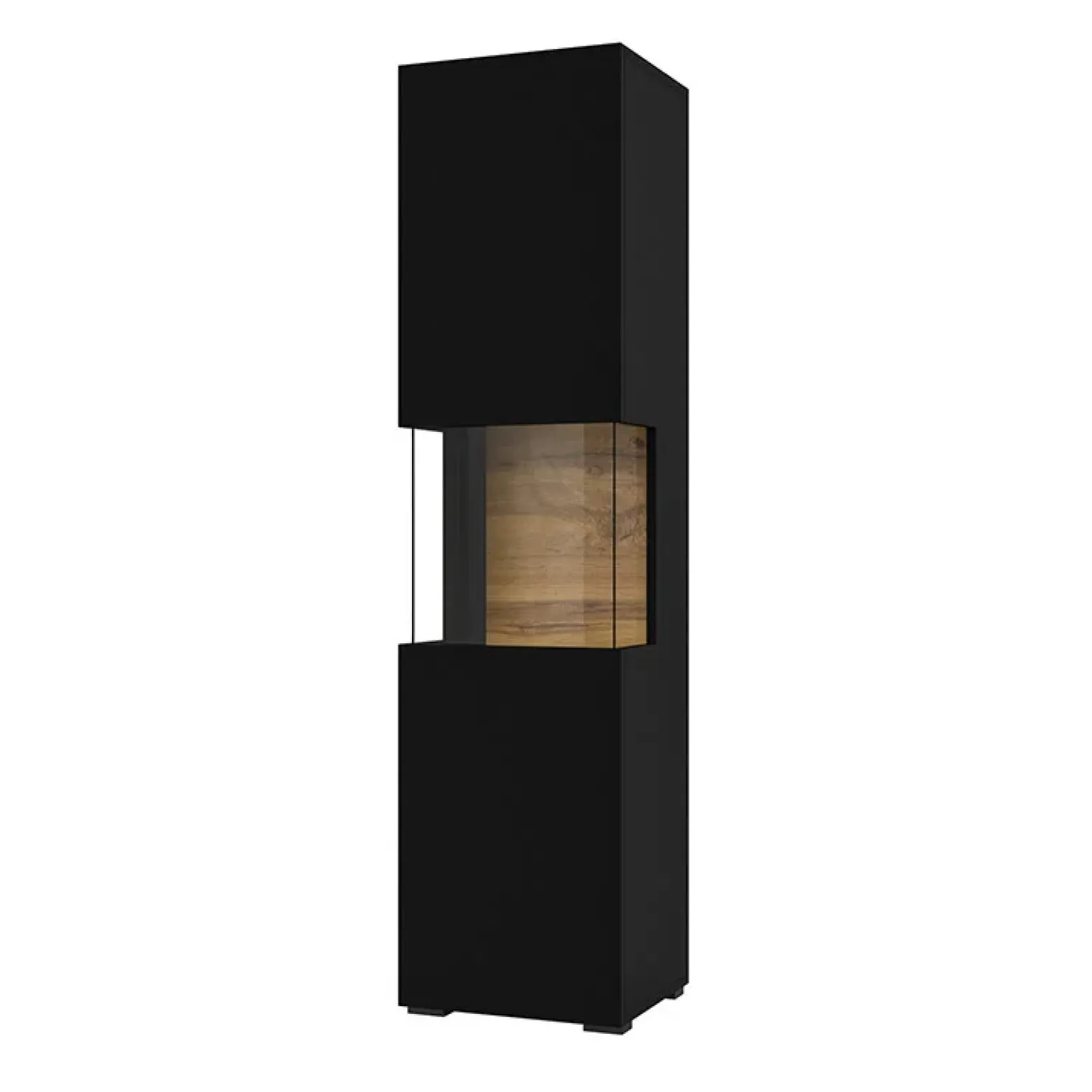 Vetrina 36x140h cm da parete nero rovere Fusion
