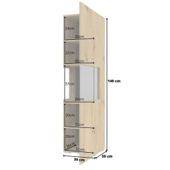 Vetrina 36x140h cm da parete rovere nero Fusion