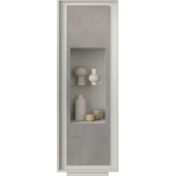 Vetrinetta 67x197cm 1 anta moderna bianco opaco grigio cemento Deluxe