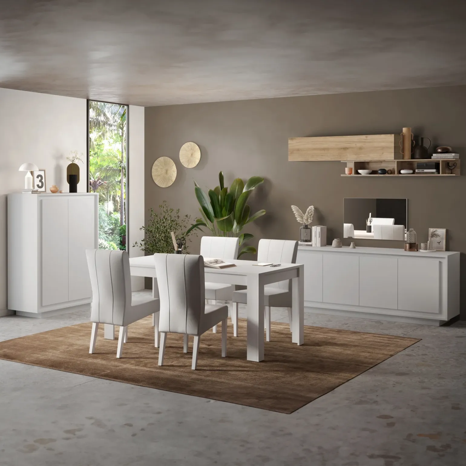 Vetrinetta 67x197cm 1 anta moderna bianco opaco Deluxe