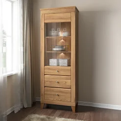 Vetrinetta 72x202h cm 1 anta 3 cassetti rovere scuro Lucca