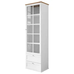 Vetrinetta 62x201h cm 1 anta 2 cassetti bianco rovere Relaxio
