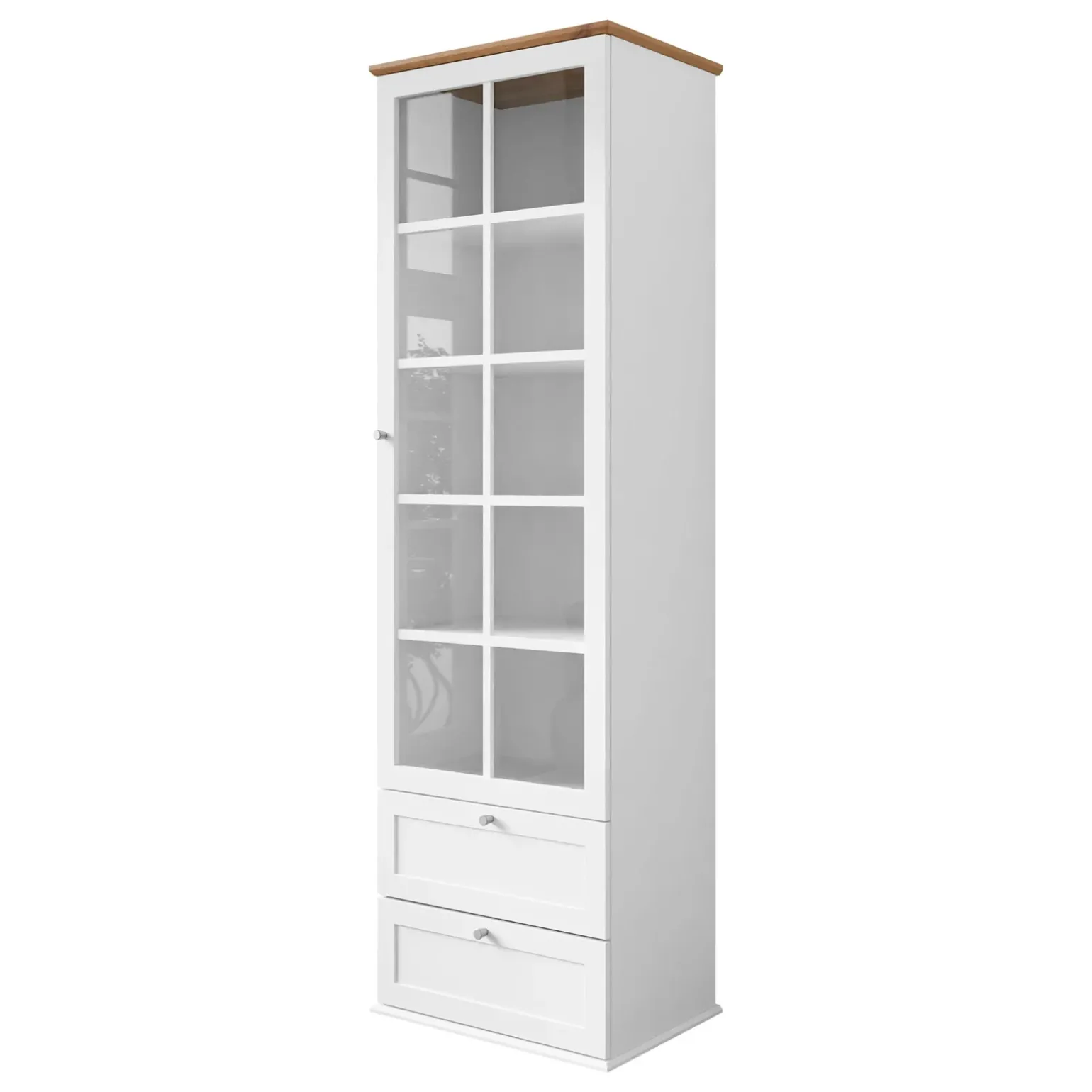 Vetrinetta 62x201h cm 1 anta 2 cassetti bianco rovere Relaxio
