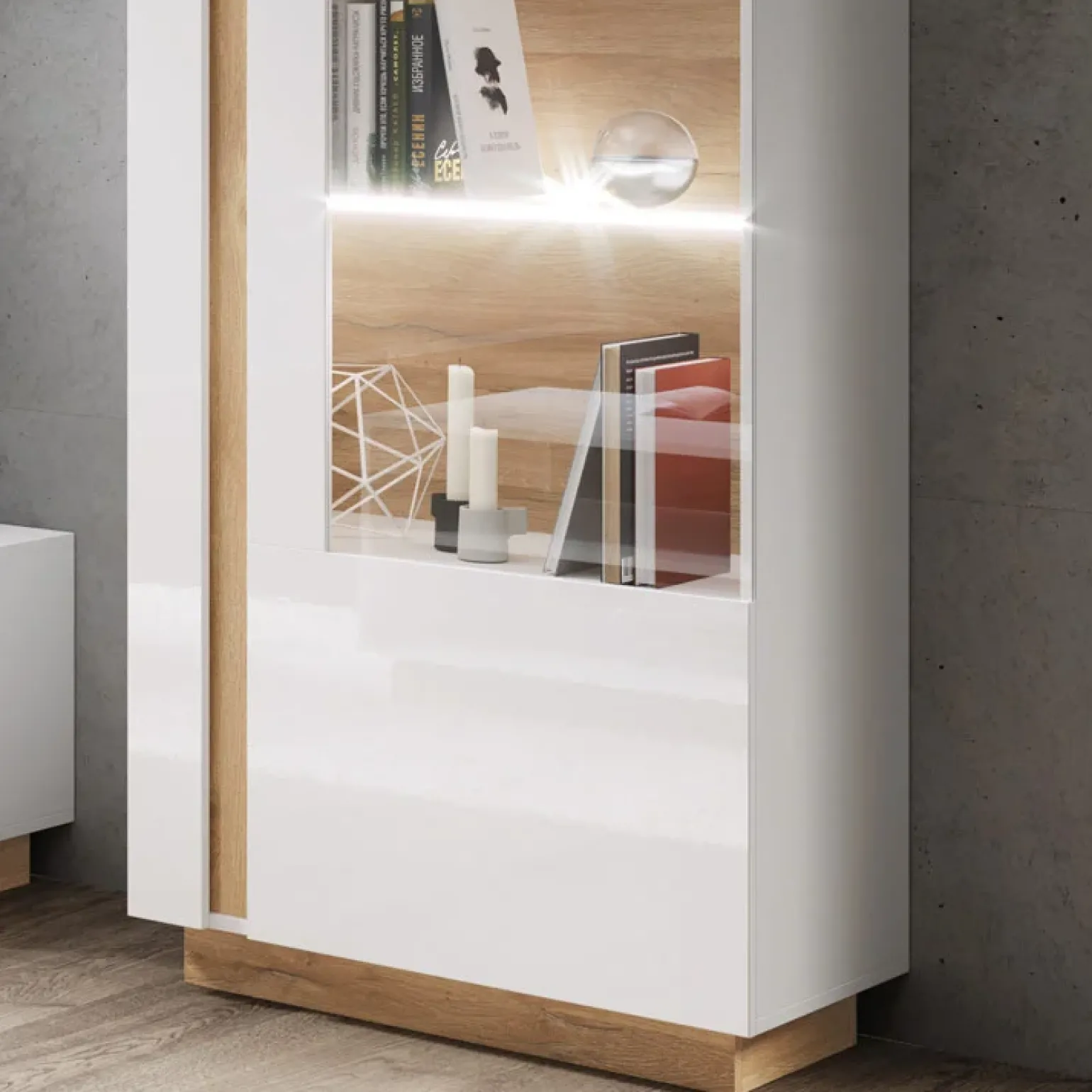 Vetrinetta 72x154h cm 1 anta bianco rovere Noa Gihome®