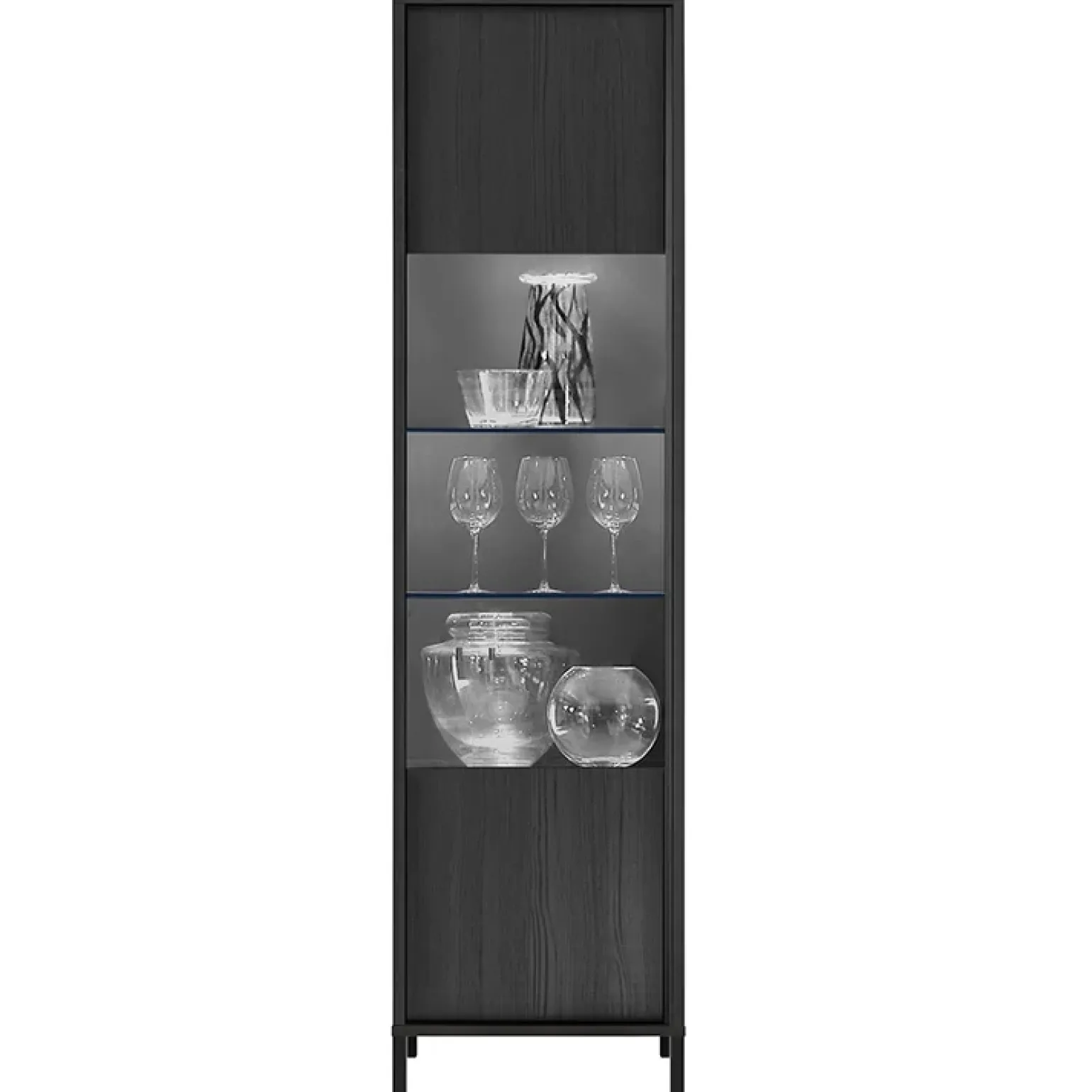 Vetrinetta 55x203h cm 1 anta moderna nero frassinato Absolut