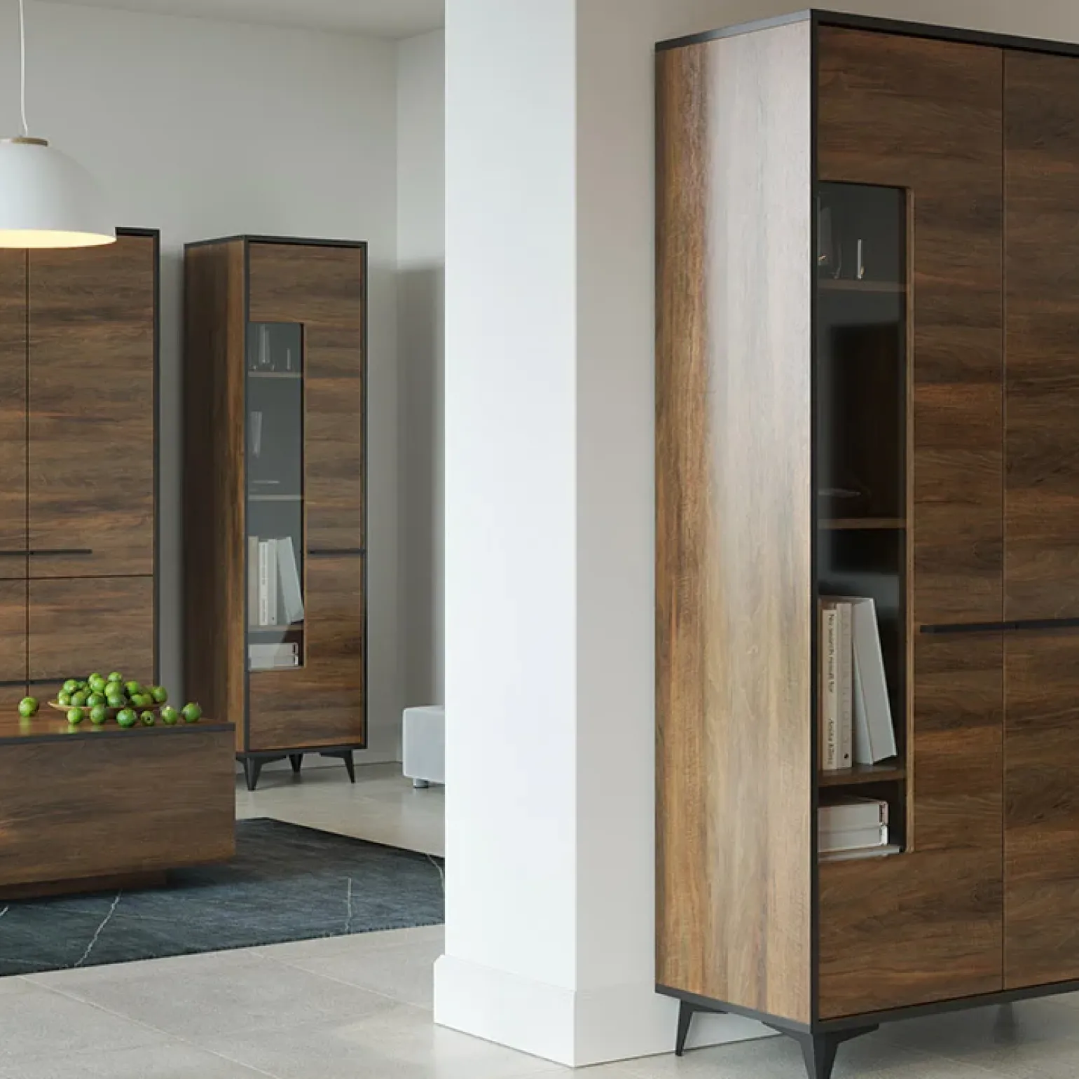 Vetrinetta 48x185h cm 1 anta moderna noce Line