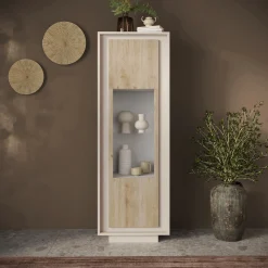Vetrinetta 67x197h cm 1 anta moderna beige rovere chiaro Deluxe
