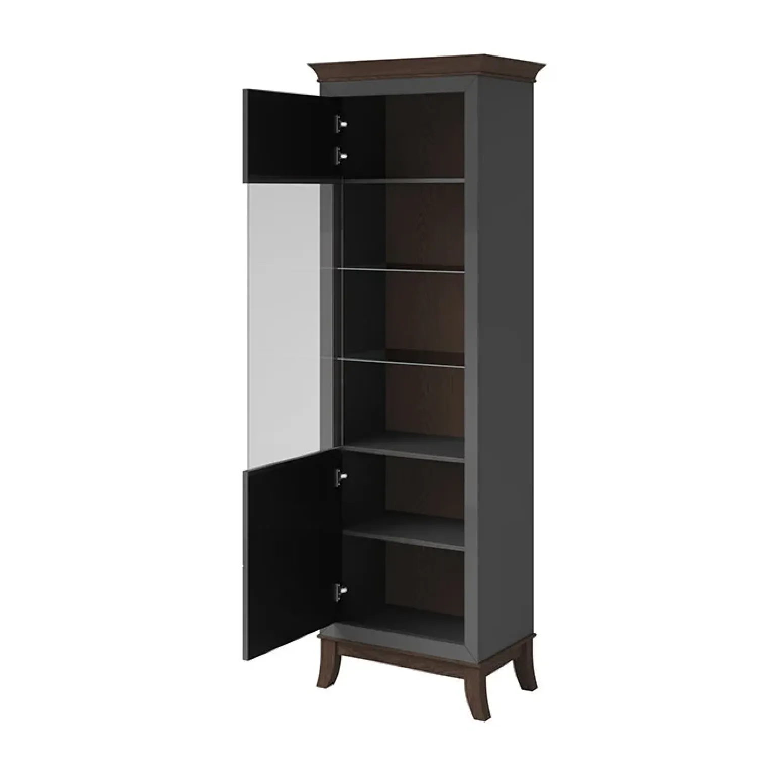 Vetrinetta 66x207h cm 1 anta soggiorno antracite lucido rovere scuro Umag