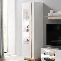 Vetrinetta 60x194h cm 1 anta soggiorno bianco rovere Noa Gihome®
