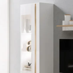 Vetrinetta 60x194h cm 1 anta soggiorno bianco rovere Noa Gihome®