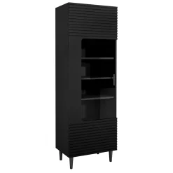 Vetrinetta 60x180h cm 1 anta soggiorno moderna nero Flippo