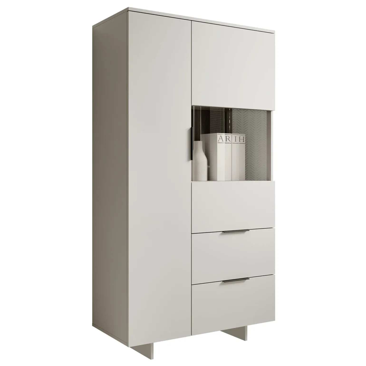 Vetrinetta 90x170h cm 2 ante 2 cassetti soggiorno grigio Stone