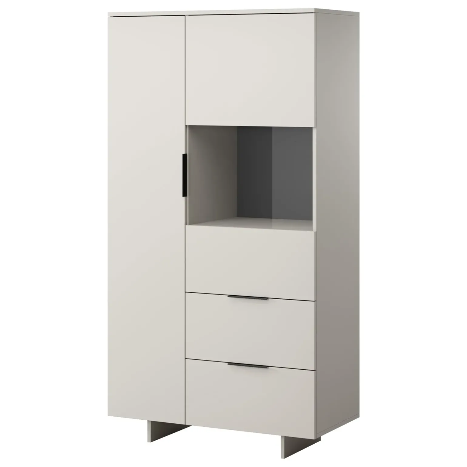 Vetrinetta 90x170h cm 2 ante 2 cassetti soggiorno grigio Stone