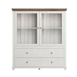 Vetrinetta 126x138h cm 2 ante 2 cassetti bianco frassinato rovere Texel