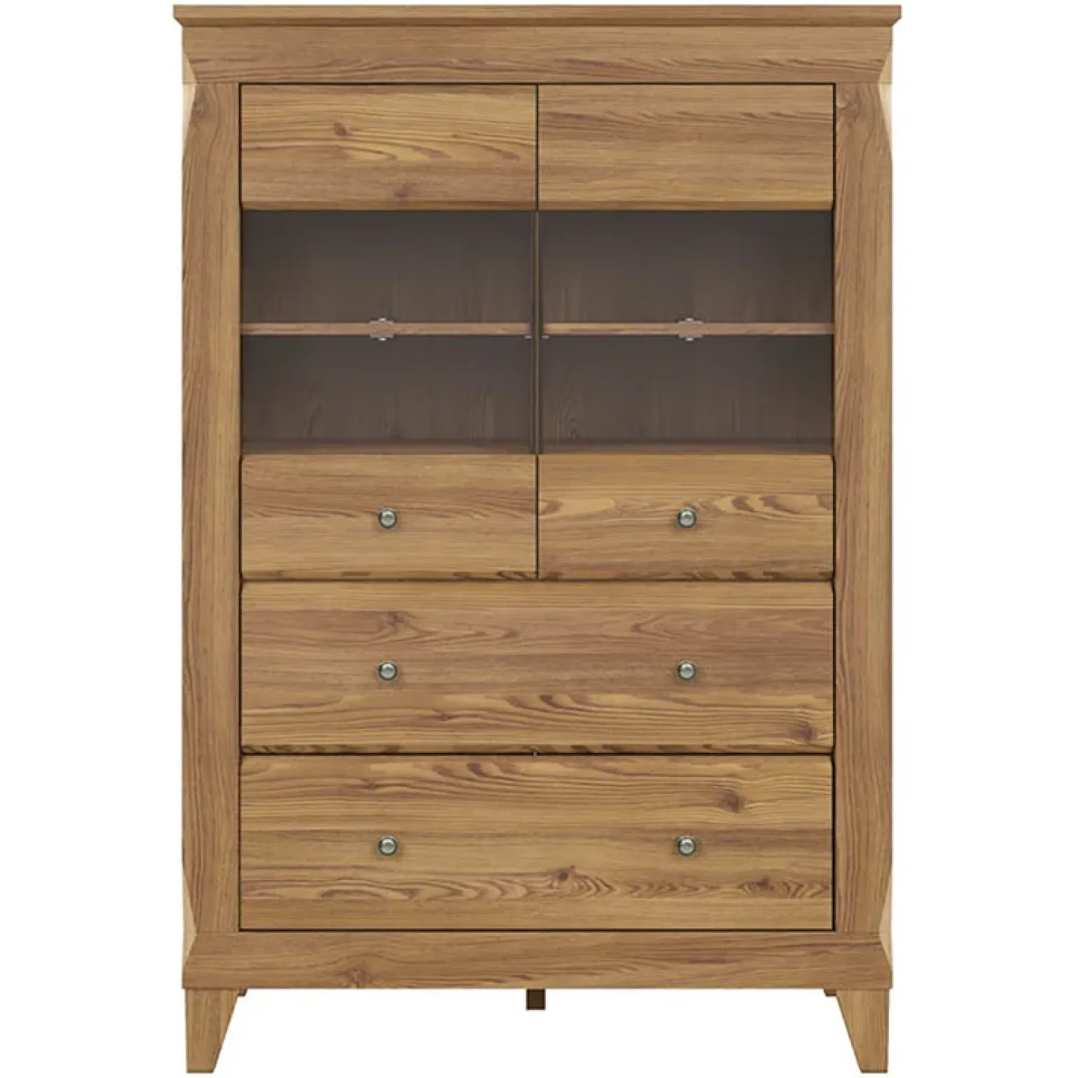 Vetrinetta 102x151h cm 2 ante 4 cassetti rovere scuro Lucca