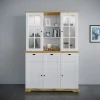 Vetrinetta 133x199h cm 5 ante 3 cassetti shabby bianco lucido rovere Loira