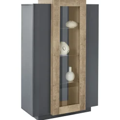 Vetrinetta 80x121h cm 2 ante antracite rovere Milos Gihome®