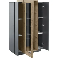 Vetrinetta 80x121h cm 2 ante antracite rovere Milos Gihome®