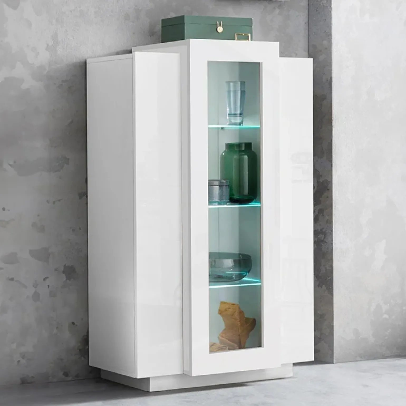 Vetrinetta 80x121h cm 2 ante bianco lucido Milos Gihome®