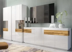 Vetrinetta 80x207h cm 2 ante destra bianco lucido rovere Bahama
