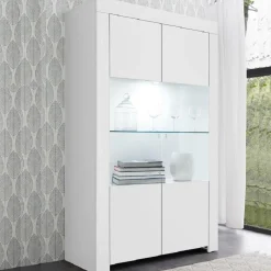 Vetrinetta 110x186h cm 2 ante moderno bianco opaco Halston