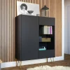 Vetrinetta 97x122h cm 2 ante moderna grafite marmo nero Visby