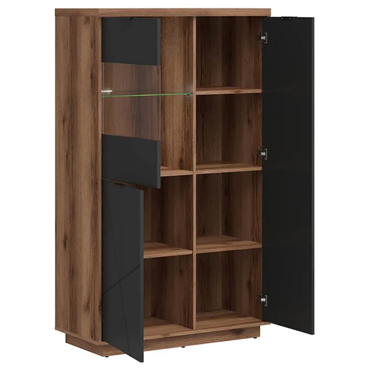 Vetrinetta 157x94h cm 2 ante rovere scuro nero opaco Elin