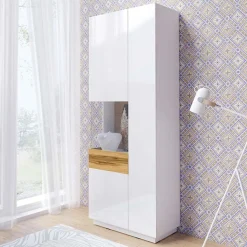 Vetrinetta 80x207h cm 2 ante sinistra bianco lucido rovere Bahama