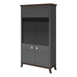 Vetrinetta 116x207h cm 2 ante soggiorno antracite lucido rovere scuro Umag