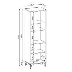 Vetrinetta 54x178h cm 2 ante soggiorno quercia nero Becca