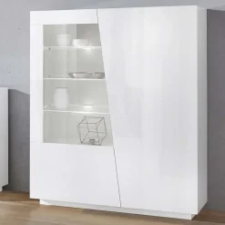 Vetrinetta 120x146h cm 2 ante soggiorno bianco lucido Candia Gihome®
