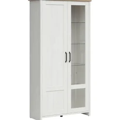 Vetrinetta 102x201h cm 2 ante soggiorno bianco frassinato rovere Lars