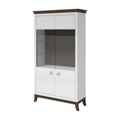 Vetrinetta 116x207h cm 2 ante soggiorno bianco frassinato rovere scuro Umag