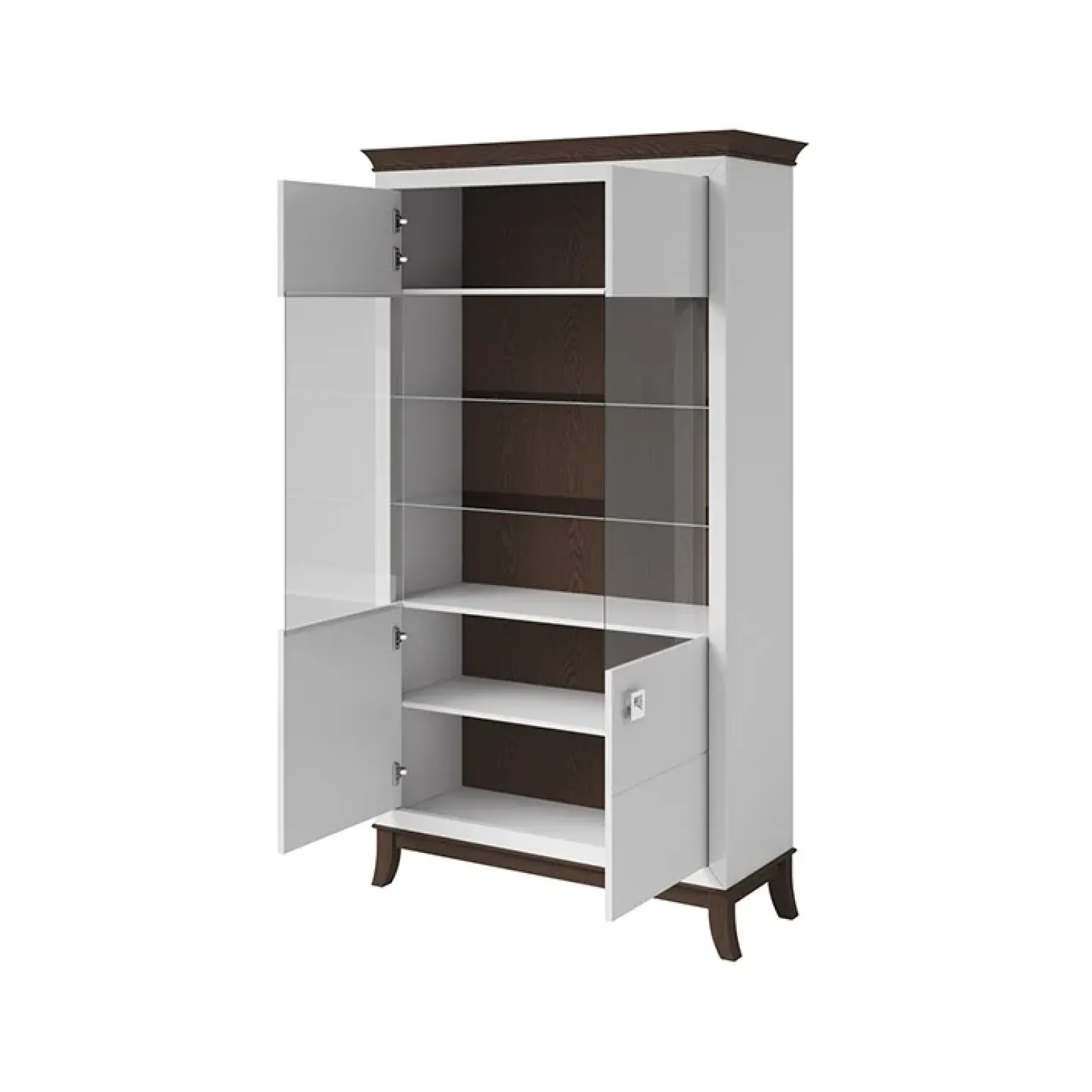 Vetrinetta 116x207h cm 2 ante soggiorno bianco frassinato rovere scuro Umag