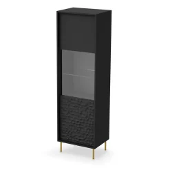 Vetrinetta 55x185h cm moderna soggiorno nero oro Osaka