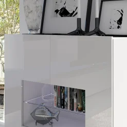 Vetrinetta 100x107h cm moderna  soggiorno bianco Corale