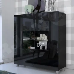 Vetrinetta 100x107h cm moderna soggiorno nero Corale