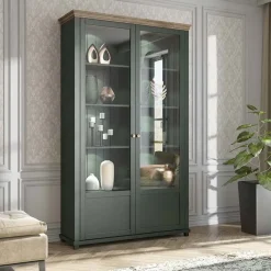 Vetrinetta 126x200h cm soggiorno moderna verde quercia Texel